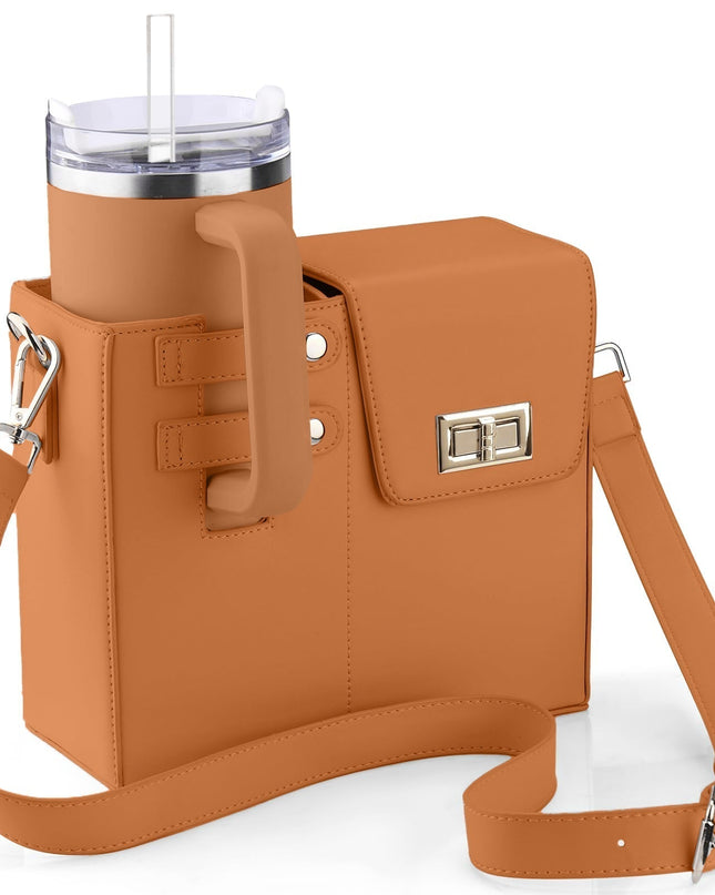 Crossbody Bag with Bottle Holder – Leather and Nylon Design for Women – Black Crossbody Bag 7