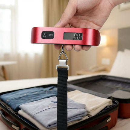 Cyfrowa waga do bagażu z podświetlanym wyświetlaczem LCD i gumowym uchwytem – przenośne narzędzie do ważenia bagażu, udźwig 50 kg 1