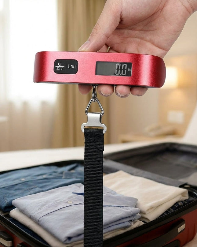 Cyfrowa waga do bagażu z podświetlanym wyświetlaczem LCD i gumowym uchwytem – przenośne narzędzie do ważenia bagażu, udźwig 50 kg 1