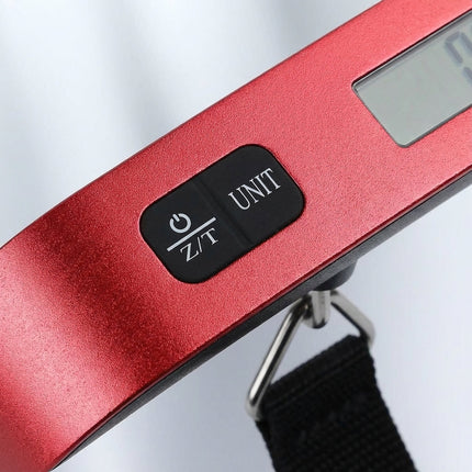 Cyfrowa waga do bagażu z podświetlanym wyświetlaczem LCD i gumowym uchwytem – przenośne narzędzie do ważenia bagażu, udźwig 50 kg 3