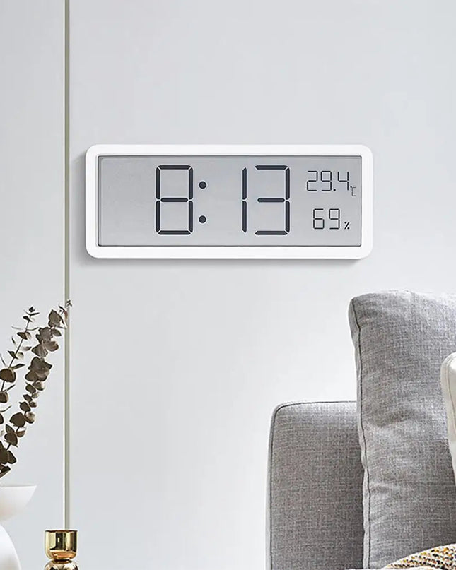 Cyfrowy Zegar Ścienny z Wyświetlaczem – Nowoczesny Zegar na Ścianę do Salonu, Pokazuje Temperaturę i Datę, Minimalistyczny Design 2
