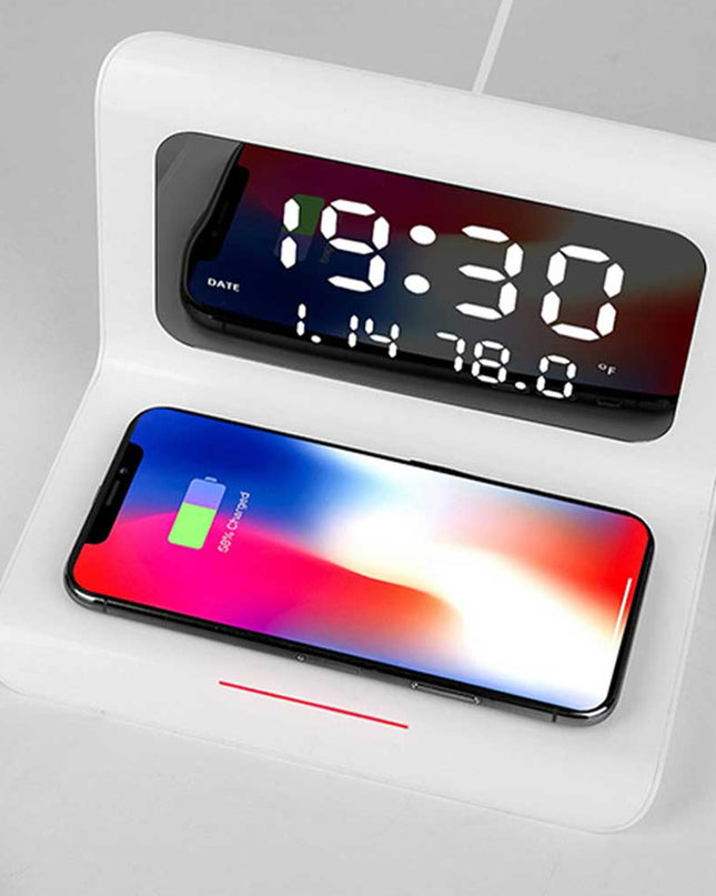 Cyfrowy budzik z funkcją ładowania bezprzewodowego Timesync – bezproblemowe ładowanie urządzeń zgodnych ze standardem Qi – wielofunkcyjny wyświetlacz 0