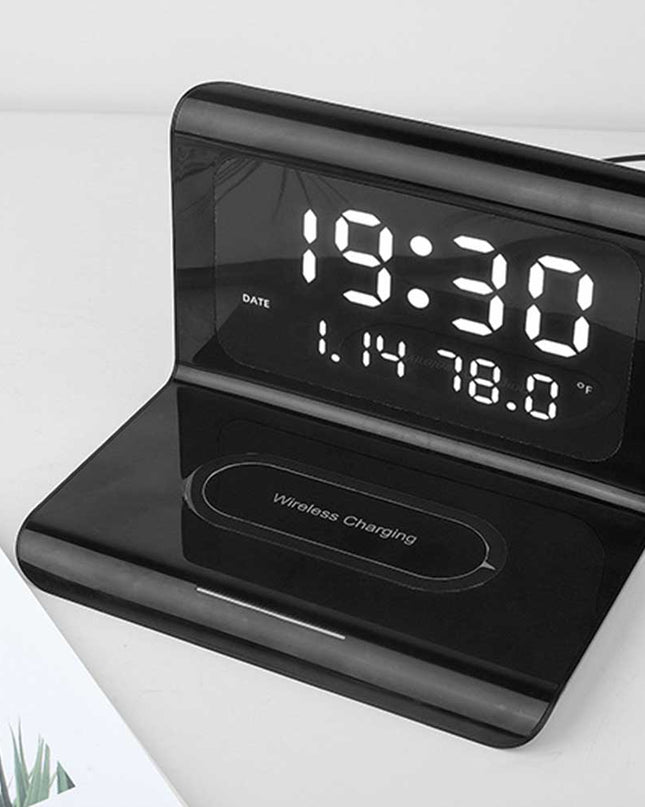 Cyfrowy budzik z funkcją ładowania bezprzewodowego Timesync – bezproblemowe ładowanie urządzeń zgodnych ze standardem Qi – wielofunkcyjny wyświetlacz 1