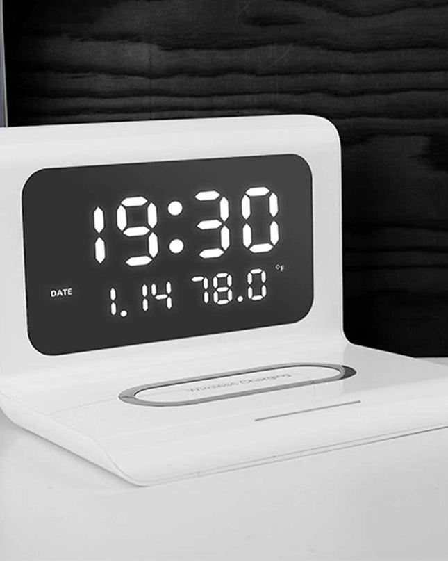 Cyfrowy budzik z funkcją ładowania bezprzewodowego Timesync – bezproblemowe ładowanie urządzeń zgodnych ze standardem Qi – wielofunkcyjny wyświetlacz 2