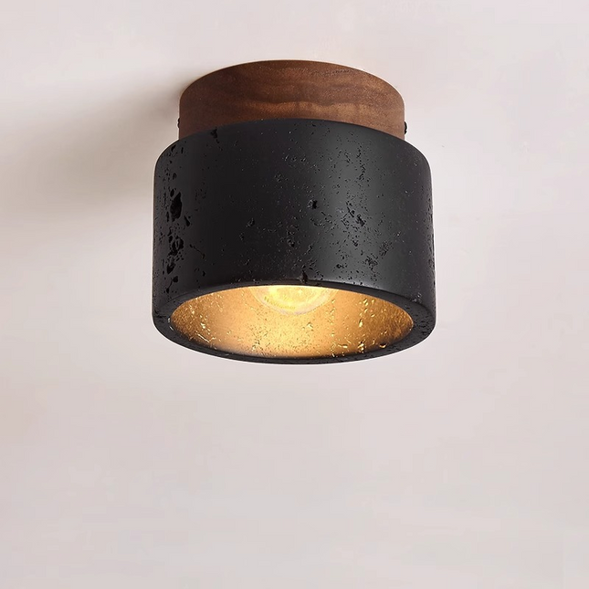 Czarna Lampa Sufitowa Ascend Stone do Salonu – Nowoczesny Design z Naturalnych Materiałów, Oświetlenie LED 1