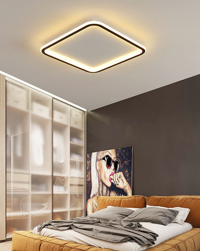 Czarna Lampa Sufitowa LED z Geometrycznym Wzorem – Nowoczesna Lampa Sufitowa do Salonu, Sypialni i Biura 4