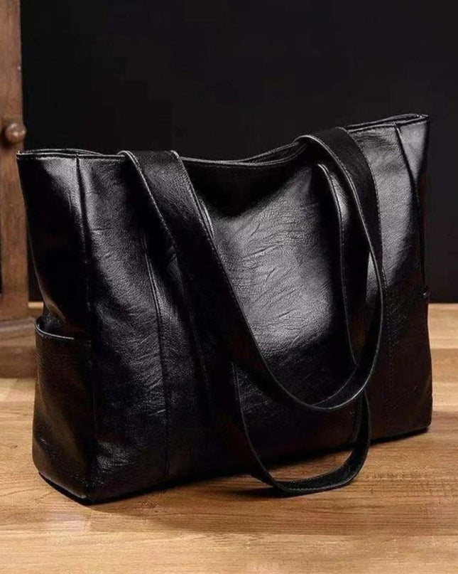 Czarna torba na ramię o dużej pojemności i retro designie – elegancka torebka z PU dla kobiet 2