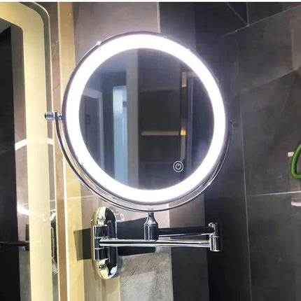 Czarne Lustro Powiększające LED z Regulowanym Oświetleniem – Idealne do Makijażu z USB, 3 Kolory Światła, Średnica 12 cm 1