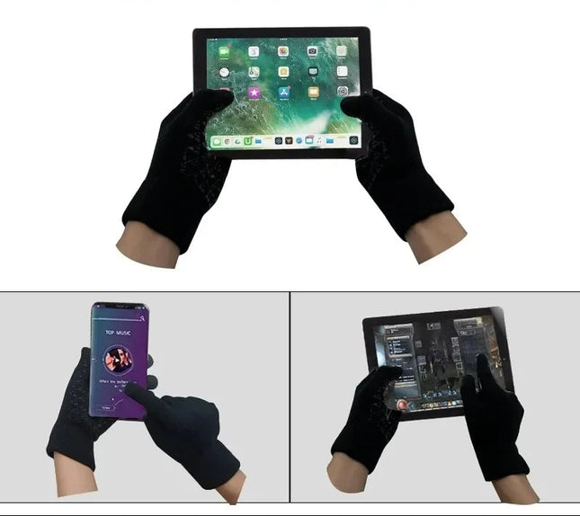 Czarne Rękawiczki Zimowe Termiczne z Ekranem Dotykowym – Uniwersalne do Biegania i Jazdy na Rowerze 2