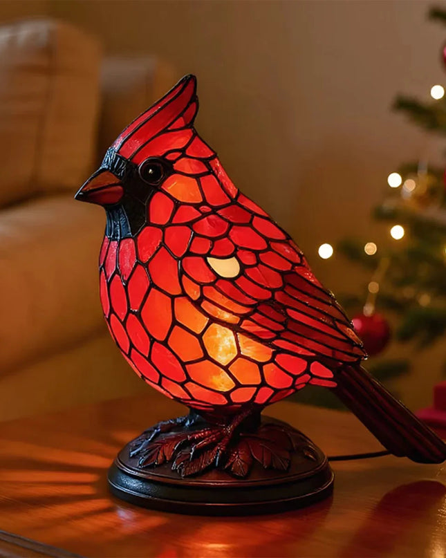 Czerwona Lampa Stołowa z Mozaikowym Abażurem – Lampka Nocna USB w Stylu Art Deco do Salonów i Sypialni 0