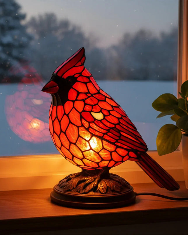 Czerwona Lampa Stołowa z Mozaikowym Abażurem – Lampka Nocna USB w Stylu Art Deco do Salonów i Sypialni 1