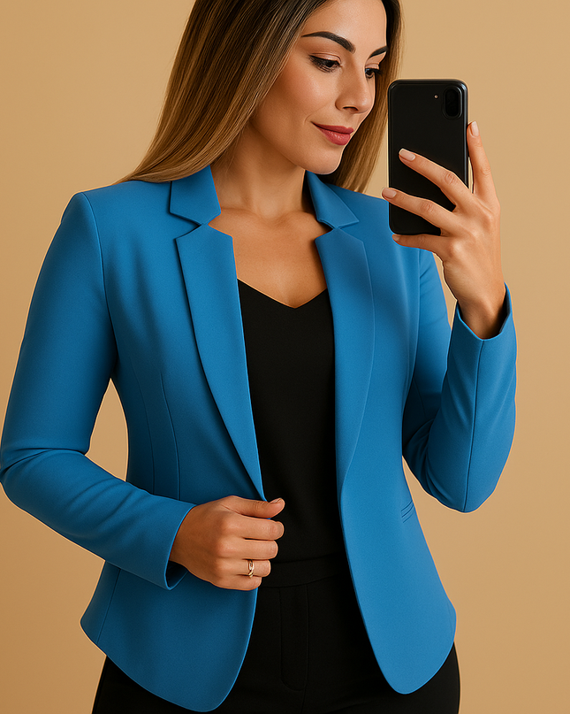 Damska biała marynarka z kołnierzem z klapami – lekka kurtka na wiosnę i lato 1