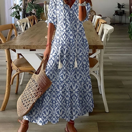 Damska sukienka o luźnym kroju z frędzlami – lekka, letnia sukienka w stylu boho 0