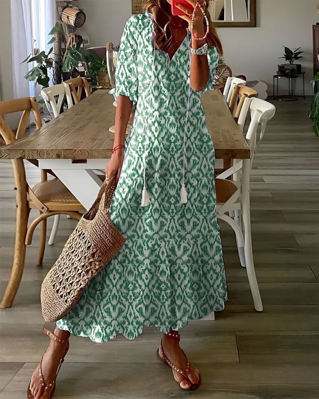 Damska sukienka o luźnym kroju z frędzlami – lekka, letnia sukienka w stylu boho 1