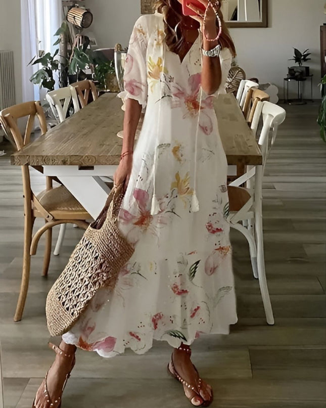 Damska sukienka o luźnym kroju z frędzlami – lekka, letnia sukienka w stylu boho 5