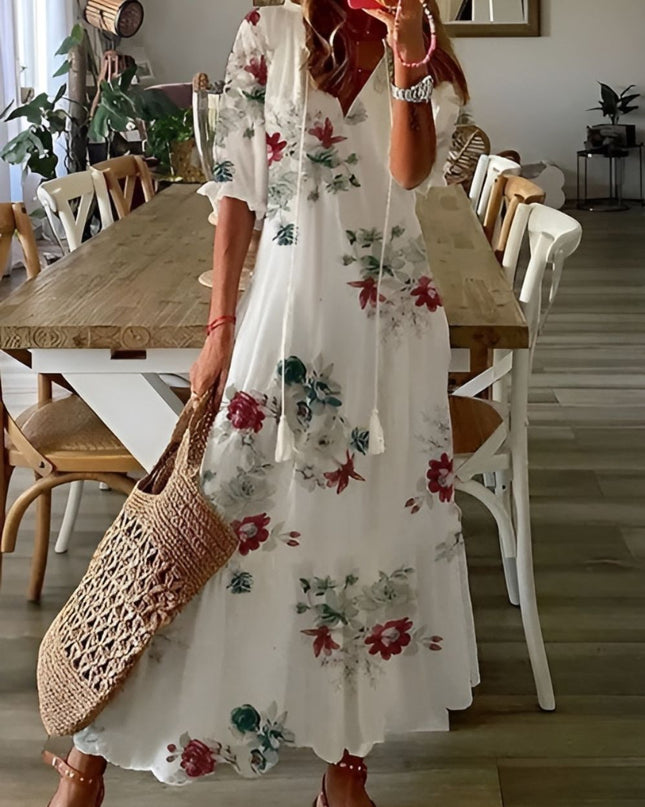 Damska sukienka o luźnym kroju z frędzlami – lekka, letnia sukienka w stylu boho 7
