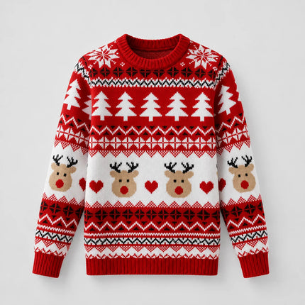 Damski sweter z dzianiny w zwierzęcy wzór, okrągły dekolt, idealny na zim 2