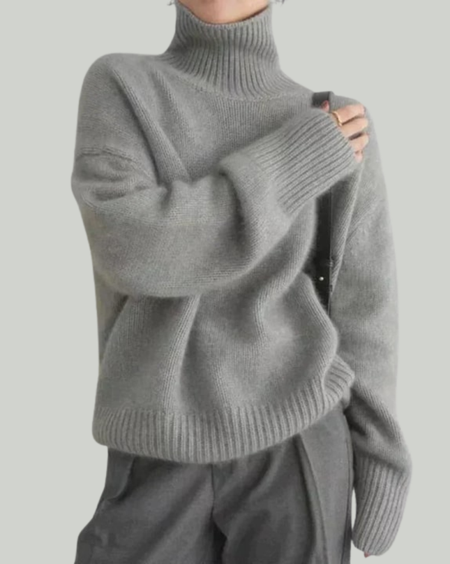 Damski sweter z golfem w prążki – przytulny sweter w wielu kolorach 3