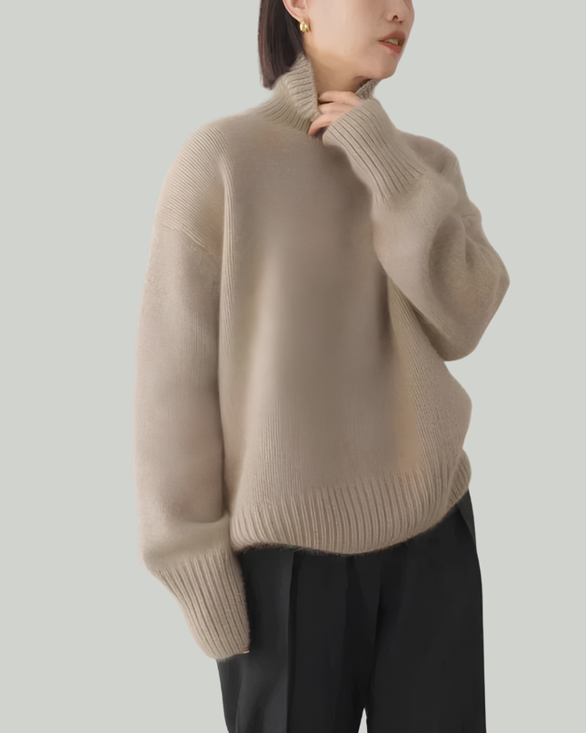 Damski sweter z golfem w prążki – przytulny sweter w wielu kolorach 4