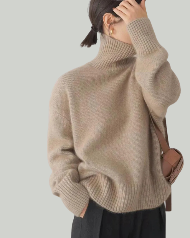 Damski sweter z golfem w prążki – przytulny sweter w wielu kolorach 5