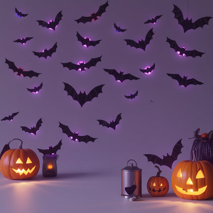 Dekoracje Halloween 3D - realistyczne nietoperze z efektem świetlnym, idealne do wnętrz i na z 1