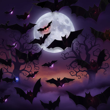 Dekoracje Halloween 3D - realistyczne nietoperze z efektem świetlnym, idealne do wnętrz i na z 2