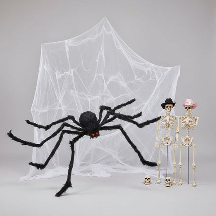 Dekoracje Halloween z pajęczą siecią o długości 508 cm z dekoracyjnym pająkiem, idealne do wnętr 2