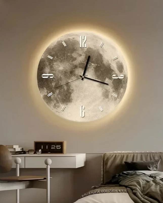Dekoracyjny Duży Zegar Ścienny z Motywem Księżyca 1