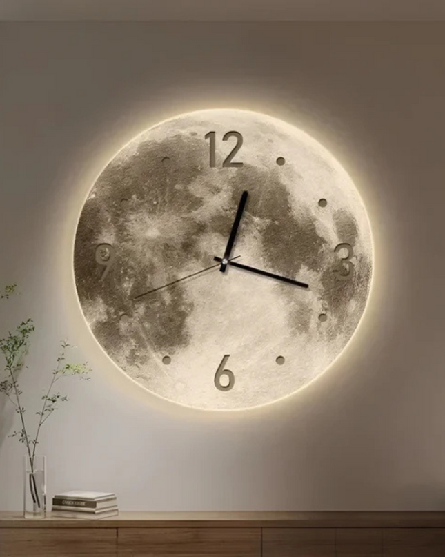 Dekoracyjny Duży Zegar Ścienny z Motywem Księżyca 2