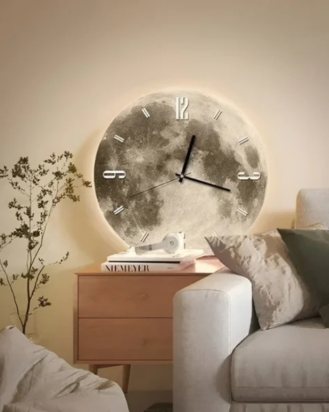 Dekoracyjny Duży Zegar Ścienny z Motywem Księżyca 3