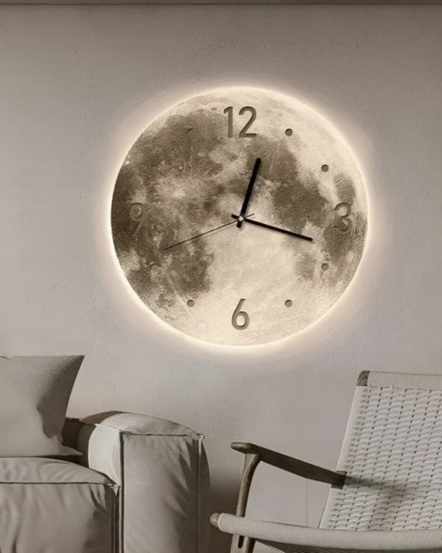 Dekoracyjny Duży Zegar Ścienny z Motywem Księżyca 4