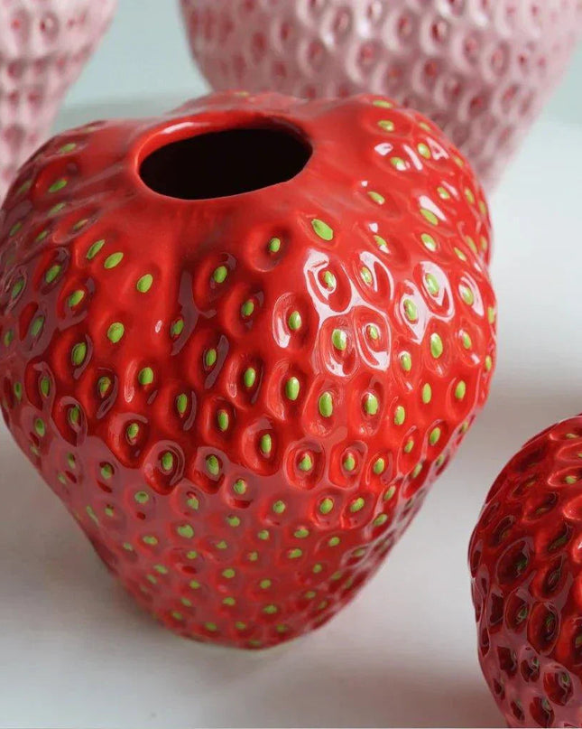 Dekoracyjny wazon truskawkowy na kwiaty – wyjątkowy ceramiczny wzór – nowoczesny element dekoracyjny do domu 7