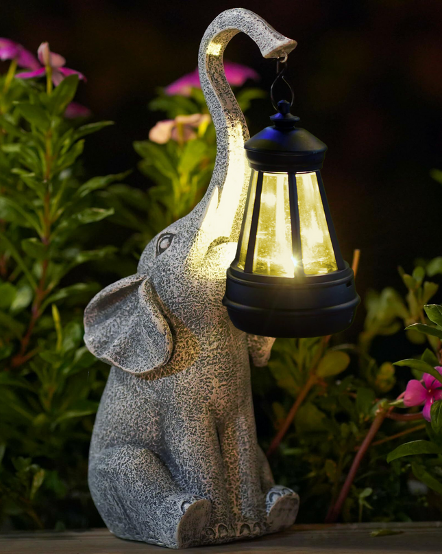 Delikatna Lampa Ogrodowa Słonia z Baterią Słoneczną – Nowoczesne Oświetlenie LED do Ogrodu i Wnętrz 0