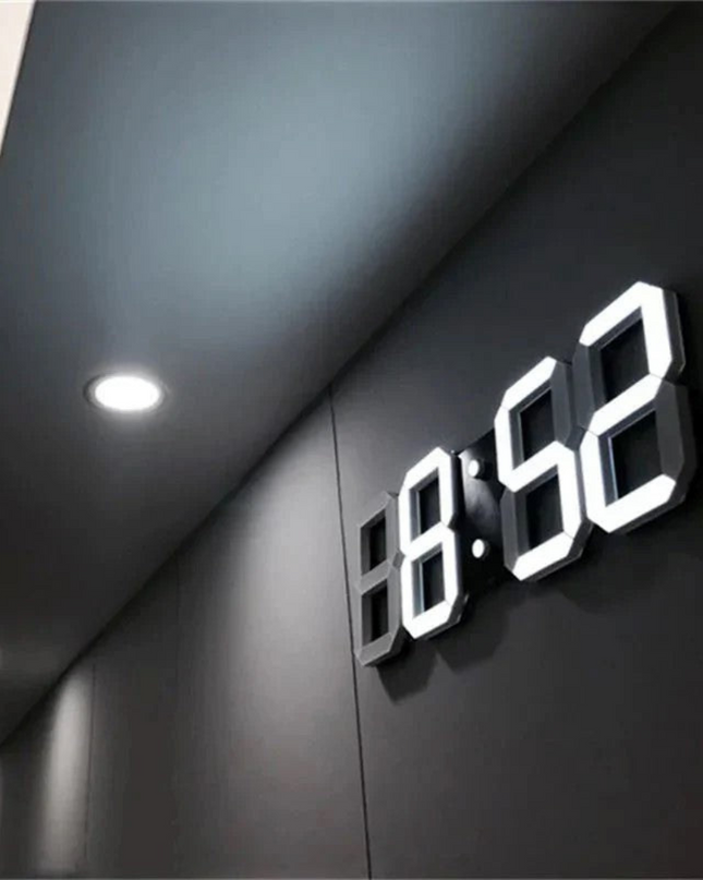 Designerski Zegar Ścienny LED 3D z Cyfrowym Wyświetlaczem i Intuicyjną Obsługą 0