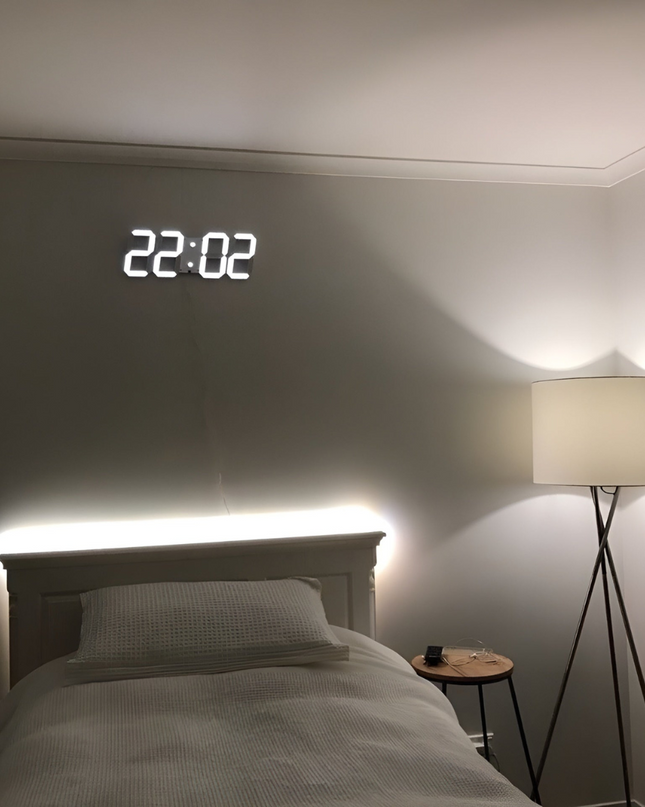 Designerski Zegar Ścienny LED 3D z Cyfrowym Wyświetlaczem i Intuicyjną Obsługą 1