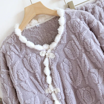 Długie rękawy | Ciepły komplet piżamowy na chłodne zimowe noce 2