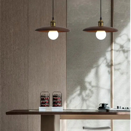 Drewniana Lampa Wisząca LED – Nowoczesny Design z Witrażem 2