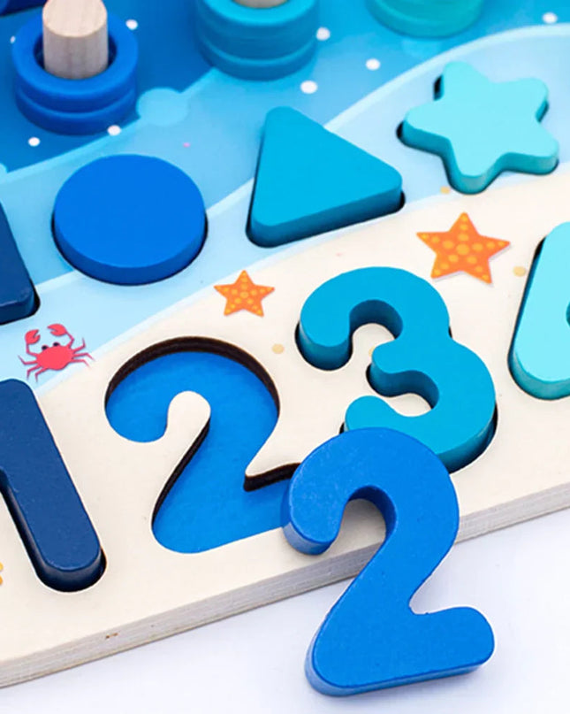 Drewniana Tablica Edukacyjna Montessori dla Dzieci z Układankami – Bezpieczna i Interaktywna Zabawa rozwoju Umiejętności Manualnych 1