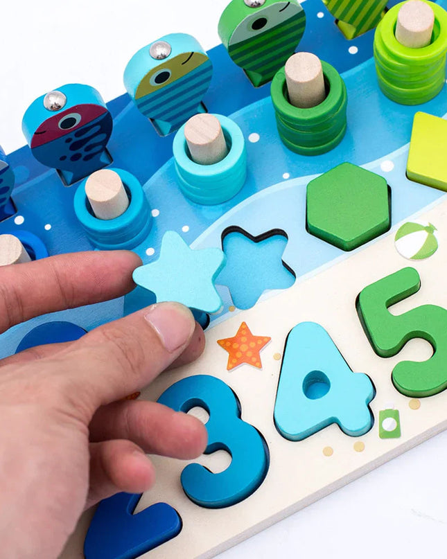 Drewniana Tablica Edukacyjna Montessori dla Dzieci z Układankami – Bezpieczna i Interaktywna Zabawa rozwoju Umiejętności Manualnych 2