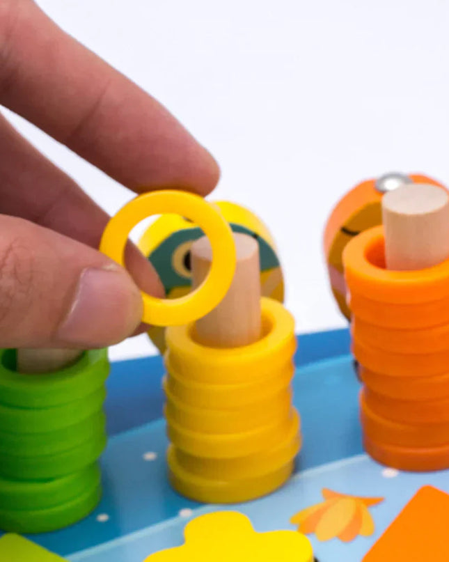 Drewniana Tablica Edukacyjna Montessori dla Dzieci z Układankami – Bezpieczna i Interaktywna Zabawa rozwoju Umiejętności Manualnych 3