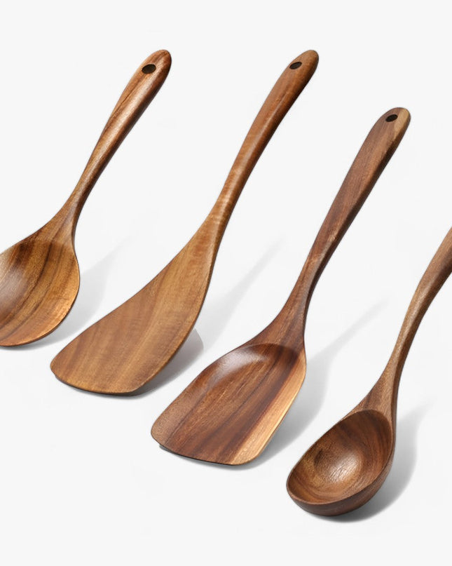 Drewniana kuchnia – 7-częściowy zestaw mebli tekowych – stylowy i funkcjonalny na każdy posiłek 0