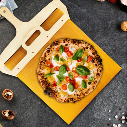 Drewniana łopata do pizzy o szerokości 35 cm z regulowanym mechanizmem przesuwnym – trwałe drewno brzozowe do idealnego przygotowywania pizzy 3