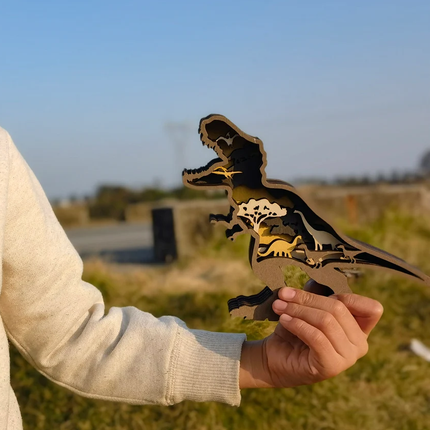 Drewniane Figury Dinozaurów 3D z Precyzyjnym Grawerem 0