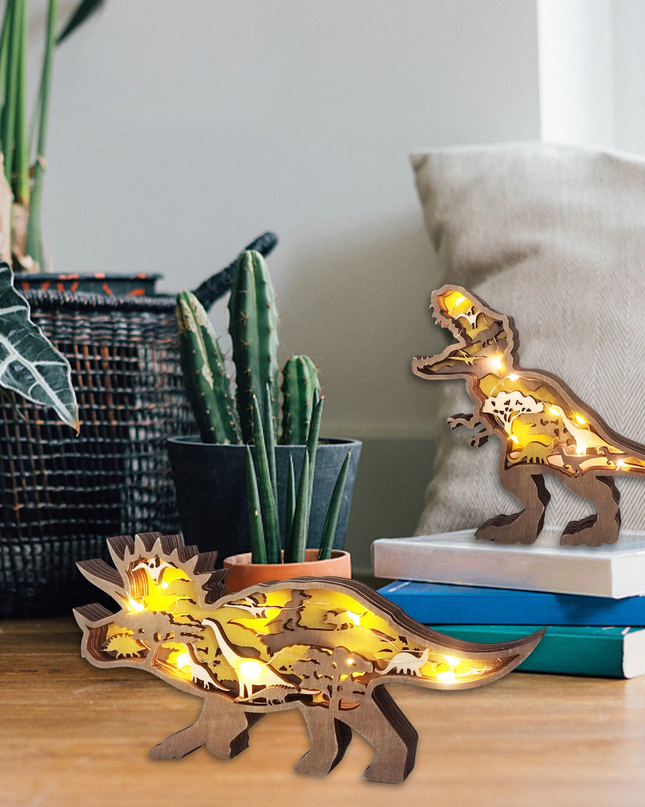 Drewniane Figury Dinozaurów 3D z Precyzyjnym Grawerem 3