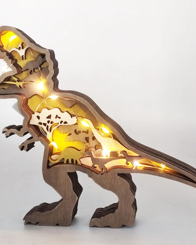 Drewniane Figury Dinozaurów 3D z Precyzyjnym Grawerem 4