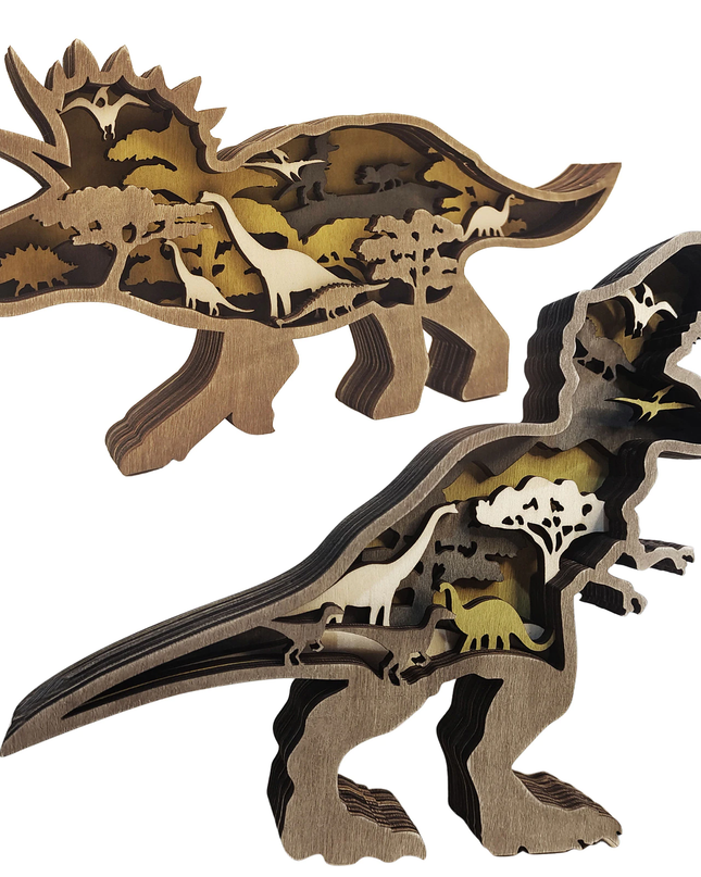 Drewniane Figury Dinozaurów 3D z Precyzyjnym Grawerem 8