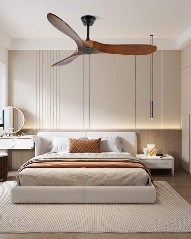 Drewniany Wentylator Sufitowy z Metalową Ramą i Pilotem – Elegancki Design 5