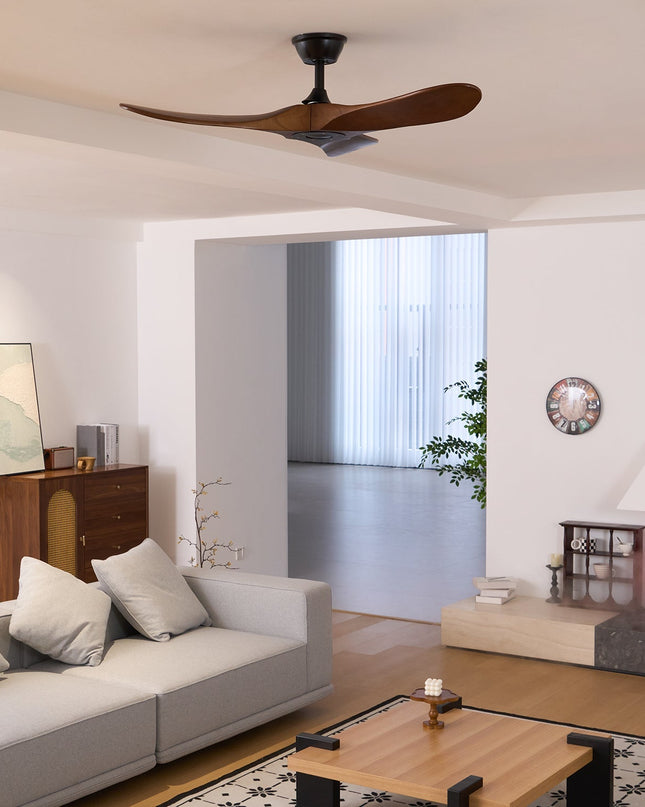 Drewniany Wentylator Sufitowy z Metalową Ramą i Pilotem – Elegancki Design 7