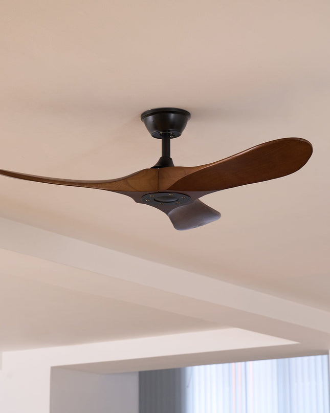 Drewniany Wentylator Sufitowy z Metalową Ramą i Pilotem – Elegancki Design 8