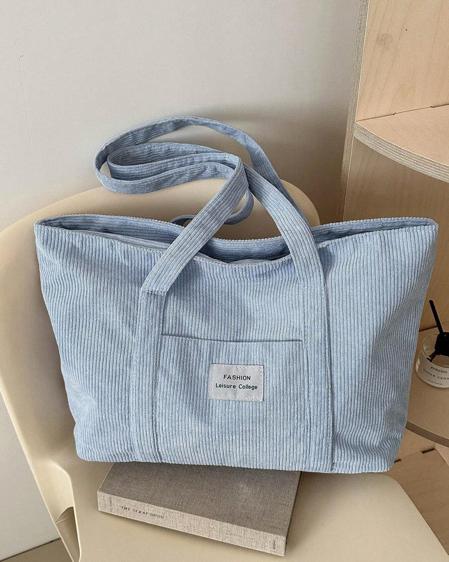 Duża torba sztruksowa w stylu retro do szkoły i pracy – pojemna i wygodna torba do codziennego użytku 1